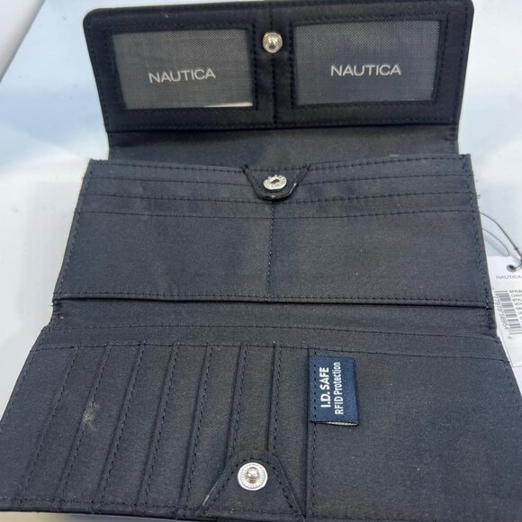 Women's Nautica Black RFID Blocking Long Wallet Clutch Card Organizer - Picture 3 of 5